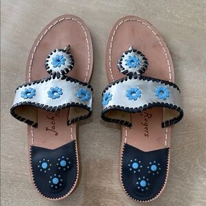 Jack Rogers Silver and Blue Signature Sandals, limited edition!